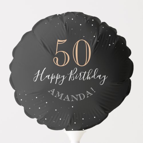 Elegant Black Script 50th Birthday Party Balloon