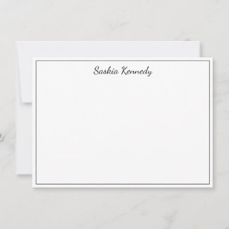 Elegant Black Script Border Personalized Note Card