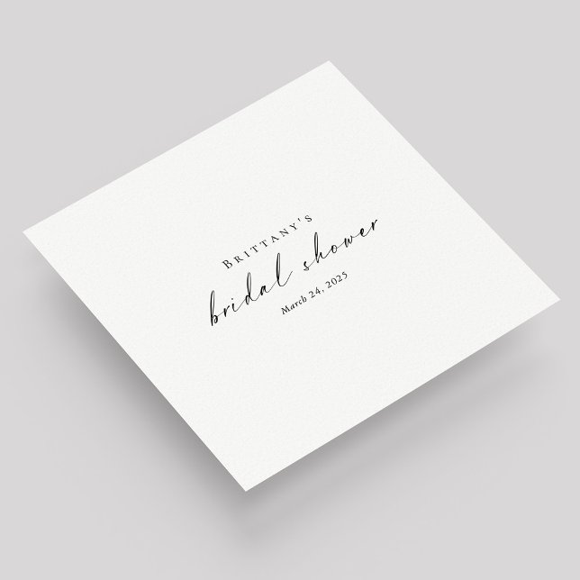 Elegant Black Script Bridal Shower Napkins (Elegant Black Script on White Bridal Shower Napkins)