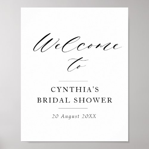 elegant black script bridal shower welcome sign