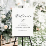 elegant black script bridal shower welcome sign<br><div class="desc">simple modern black script on a white sign. The text and colors on this sign poster can be edited.</div>