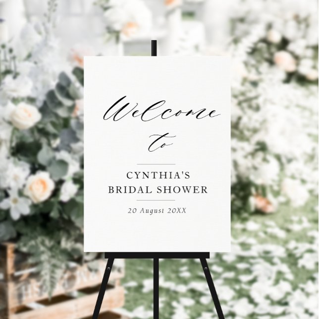 elegant black script bridal shower welcome sign (Creator Uploaded)