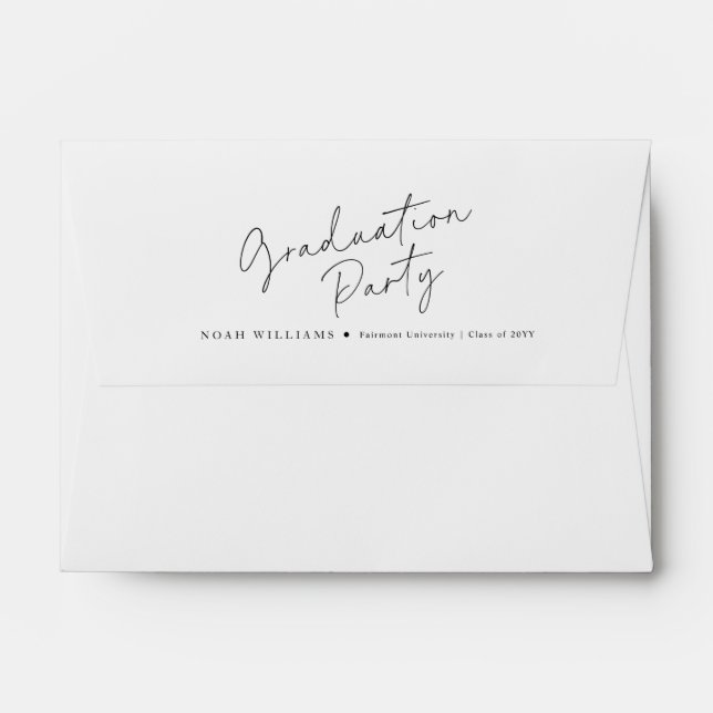 Elegant Black Script Calligraphy Graduation Party Envelope (Back (Top Flap))