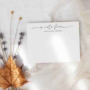 Elegant Black Script Calligraphy Personalized Name Note Card