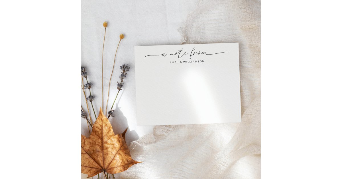 Elegant Black Script Calligraphy Personalized Name Note Card | Zazzle
