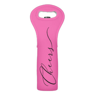 Elegant Black Script CHEERS on ANY COLOR Wine Bag