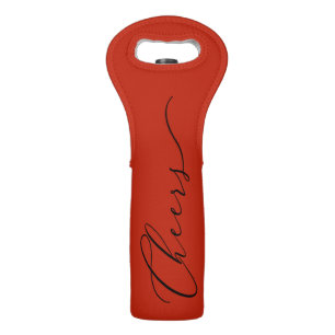 Elegant Black Script CHEERS on Red or ANY COLOR Wine Bag