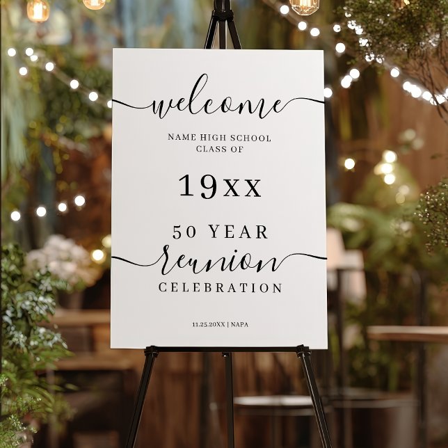 Elegant Black Script Class 50th Reunion Welcome Foam Board (Elegant Black Script Class 50th Reunion Welcome Foam Board)