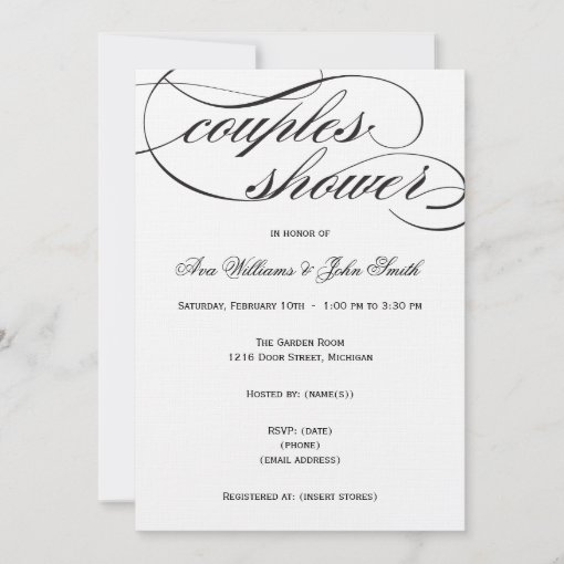 Elegant Black Script Couples Shower Invitation | Zazzle