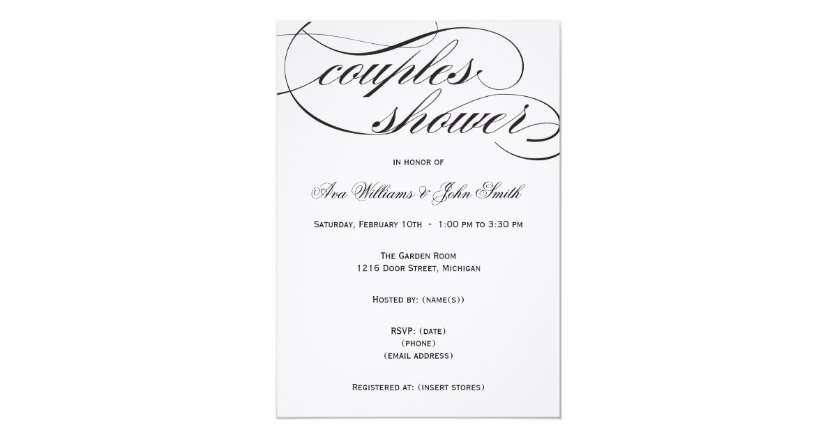 Elegant Black Script Couples Shower Invitation | Zazzle.com