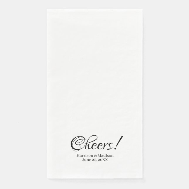 Elegant black script custom names text Wedding Paper Guest Towels (Front)