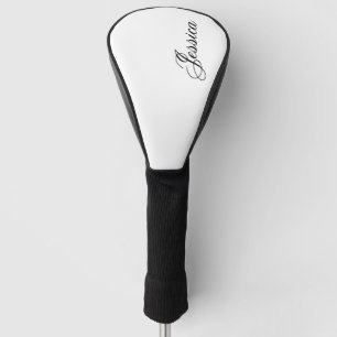 Elegant Black Script Font Golf Head Cover