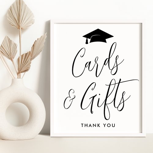 Elegant Black Script Graduation Cards and Gifts Poster