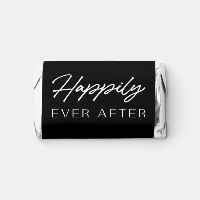 Elegant Black Script Happily Ever After Wedding Hershey's Miniatures (Front)