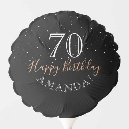 Elegant Black Script Happy 70th Birthday Balloon