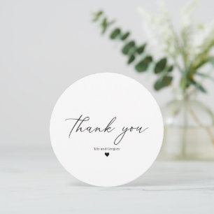 Elegant Black Script Heart Thank You Card