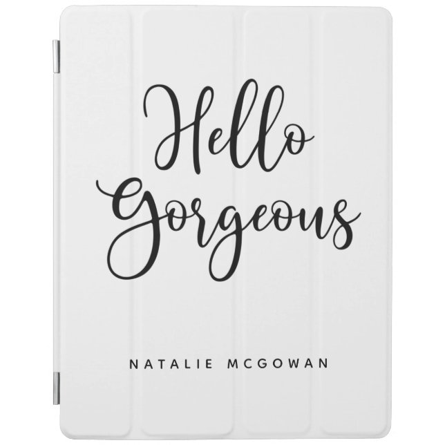 Elegant Black Script Hello Gorgeous iPad Smart Cover (Front)
