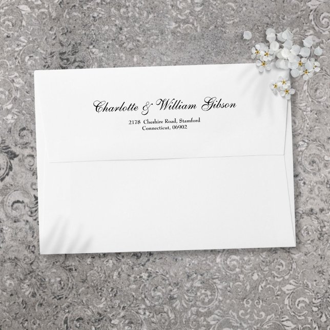 Elegant Black Script Invitation Return Address Envelope (Elegant Black Script Invitation Return Address Envelope)