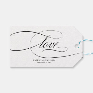 Elegant Black Script Love Favor Tags