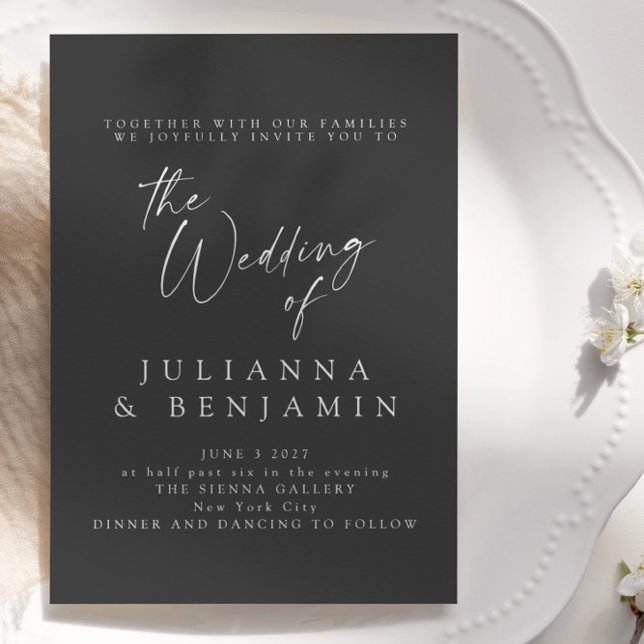 Elegant Black Script Minimalist Classic Wedding Invitation (Creator Uploaded)