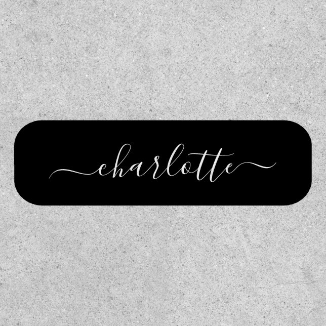 Elegant Black Script Modern Name Personalized Patch (Front)