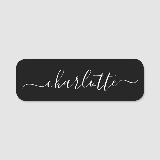 Elegant Black Script Modern Name Personalized Tag (Front)