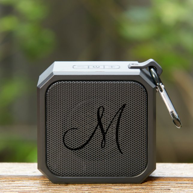 Elegant Black Script Monogram Bluetooth Speaker (Insitu(Outdoor))