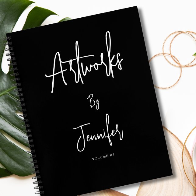 Elegant Black Script Name Artwork Sketchbook  Notebook (Creator Uploaded)