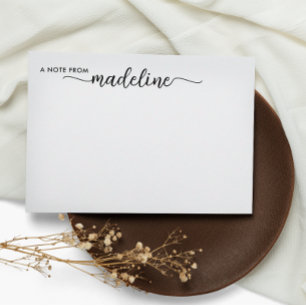 Elegant Black Script Name Note Card