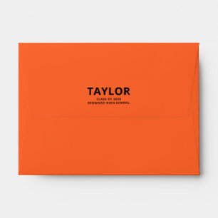 Elegant Black Script Orange Graduation Envelope