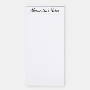 Elegant Black Script Personalized Border Magnetic Notepad