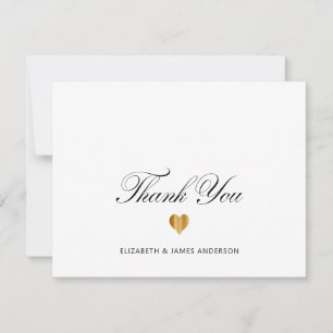 Elegant Black Script Personalized Wedding Monogram Thank You Card