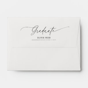 Elegant Black Script Return Address Graduation Envelope