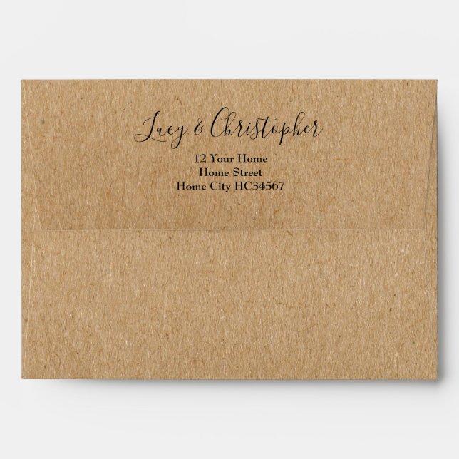 Elegant Black Script Rustic Kraft Return Address Envelope (Back (Top Flap))