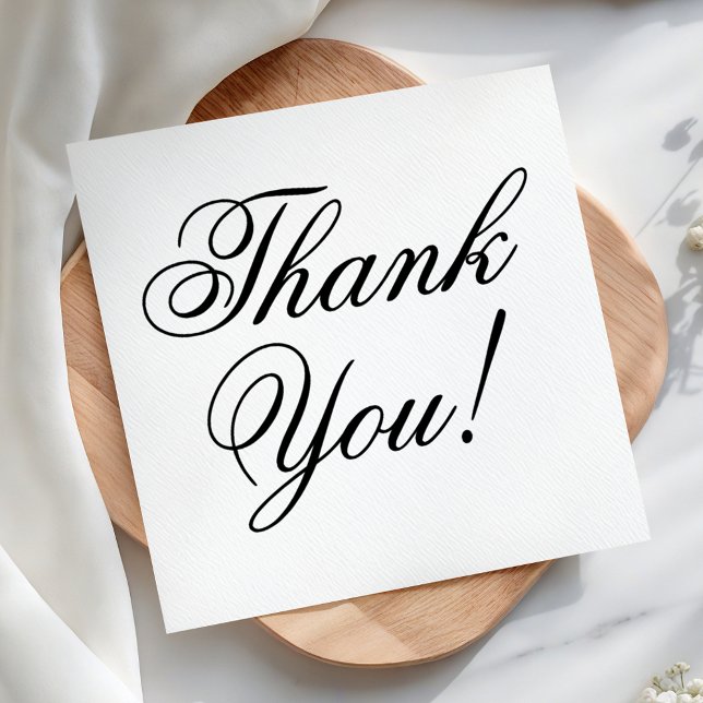 Elegant Black Script Thank You for Wedding Paper Napkins (Creator Uploaded)