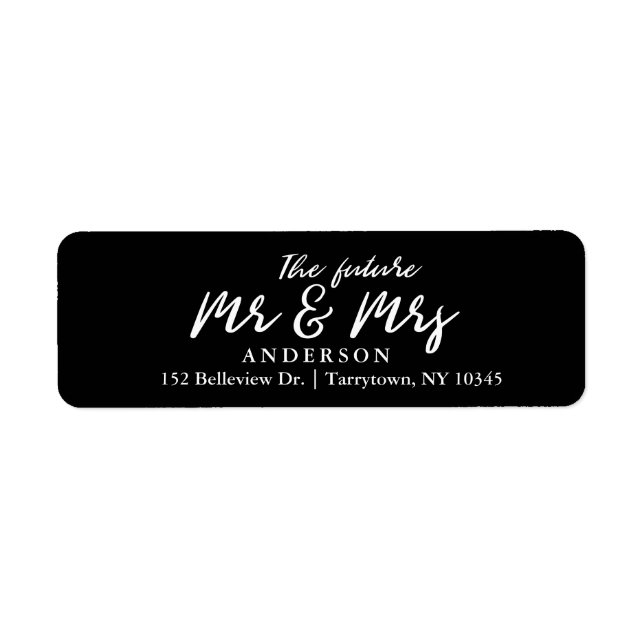 Elegant Black Script The Future Mr and Mrs Label (Front)