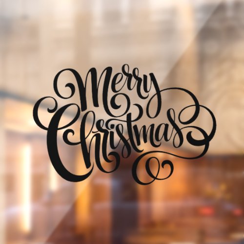 Elegant Black Script Typography Merry Christmas Window Cling
