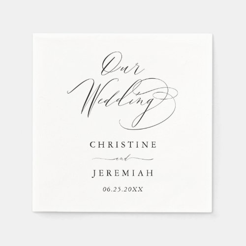 Elegant Black Script Typography Wedding Napkins