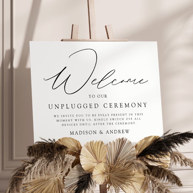 Elegant Black Script Unplugged Ceremony Sign (Creator Uploaded)