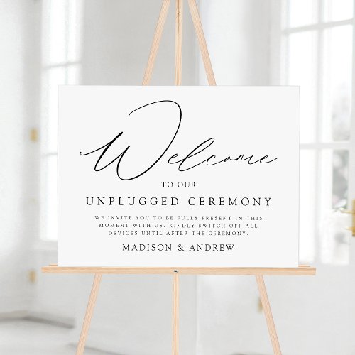 Elegant Black Script Unplugged Ceremony Wedding Acrylic Sign