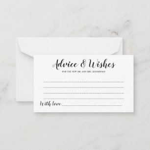 Elegant Black Script Wedding Advice & Wishes Card