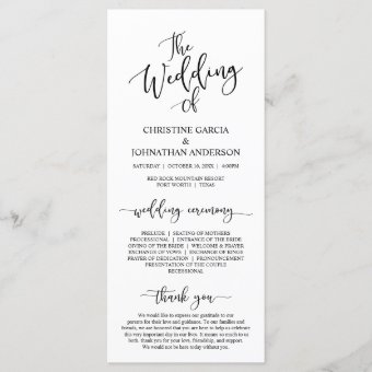 Elegant Black Script, Wedding Ceremony Program | Zazzle