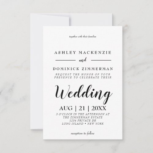 Elegant Black Script Wedding Invitation