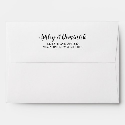 Elegant Black Script Wedding Return Address  Envelope