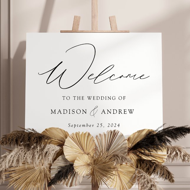 Elegant Black Script Wedding Welcome Sign (Creator Uploaded)