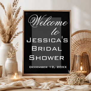 Elegant Black Script Welcome Bridal Shower Poster