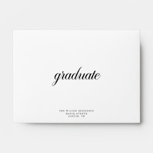 Elegant Black Script White Graduation Envelope