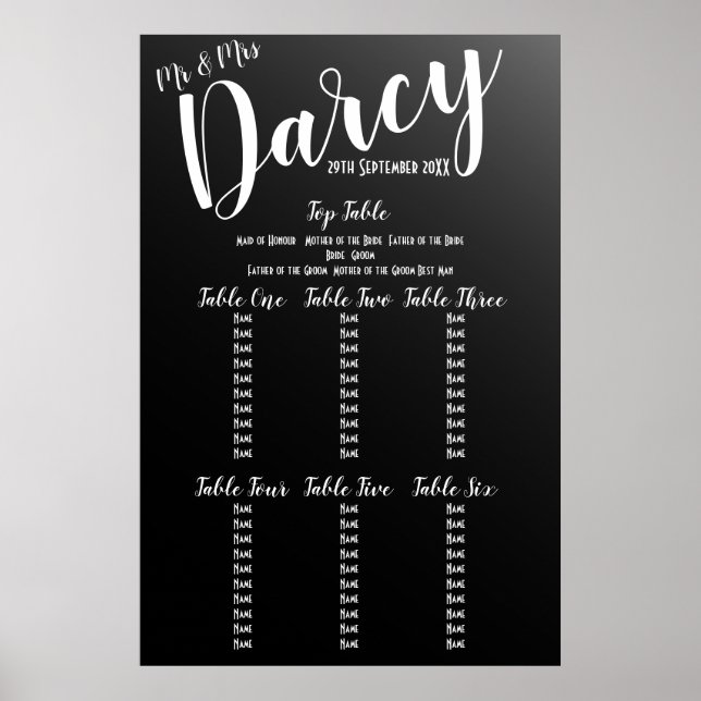 Elegant Black Seating Chart (Front)