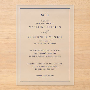 Elegant Black Serif Wedding Invitation