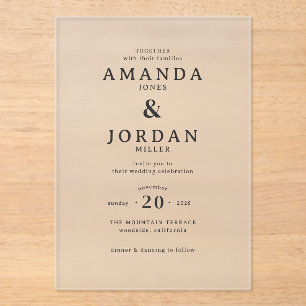 Elegant Black Serif Wedding Invitation